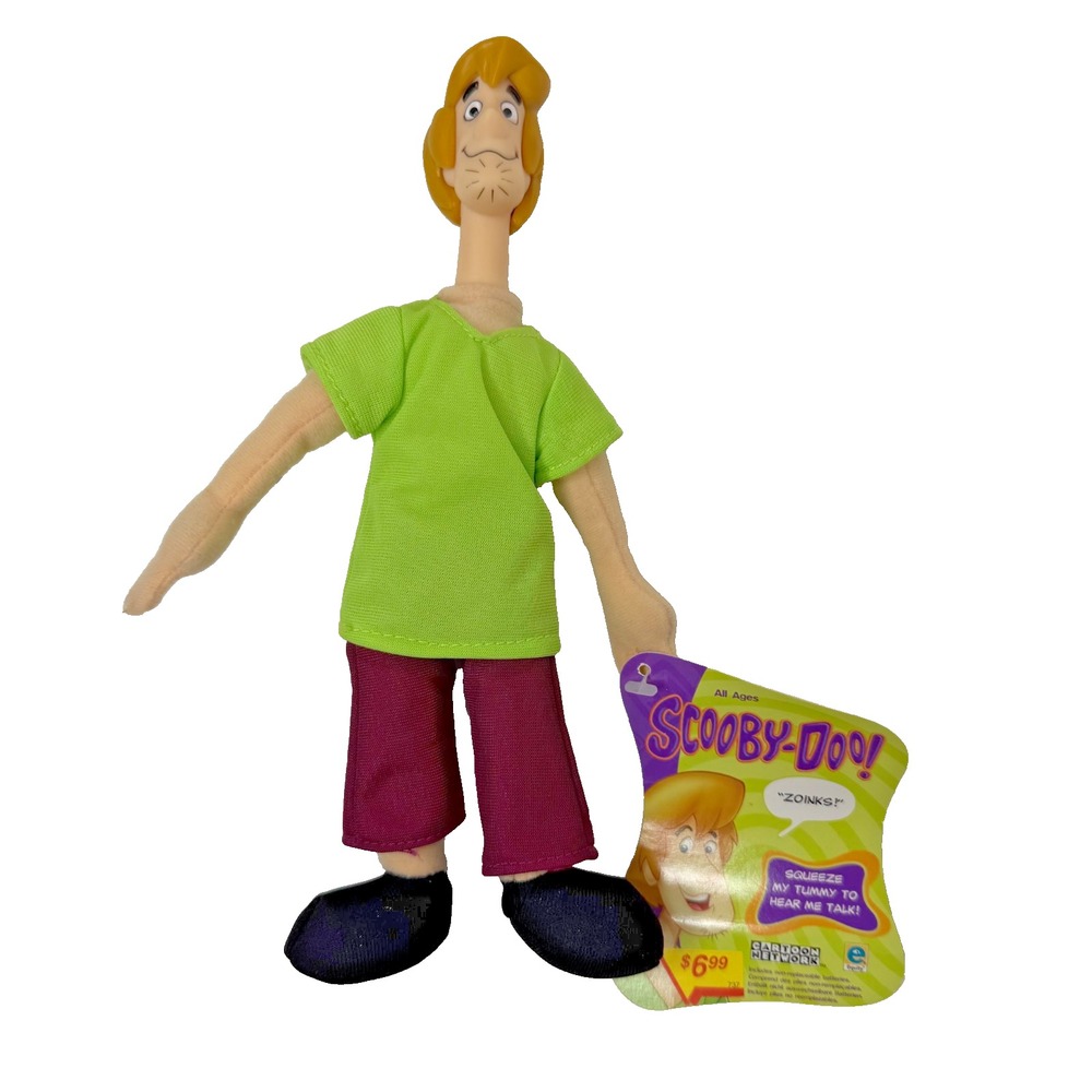 Vintage 2000 Cartoon Network Shaggy Scooby-Doo 9" Plush Vinyl Head Bean Bag Body